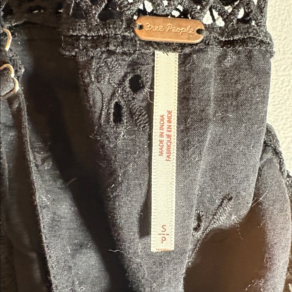 Free People Black Lace Trim Women's Tank Halter Cover Up S - Picture 9 of 10